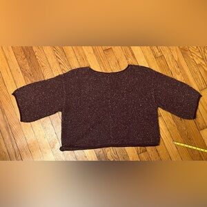 Free People 3/4 Sleeve Sweater Size L Plum Purple Textured Knit Cozy
